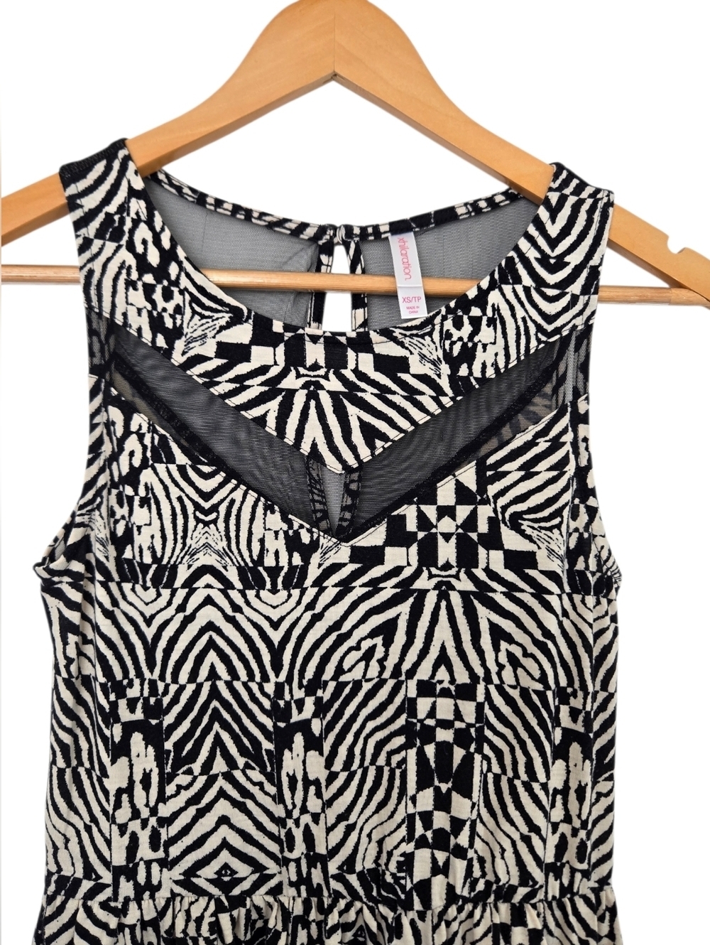 Y2K XS Xhilaration Black & White Mesh Illusion Dress - Picture 4 of 6